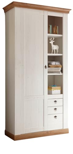Furn.Design Stauraumschrank in weiß Pinie, Eiche Wotan Landhaus, Mehrzweckschrank 102 x 204 cm, Hemsby von Furn.Design