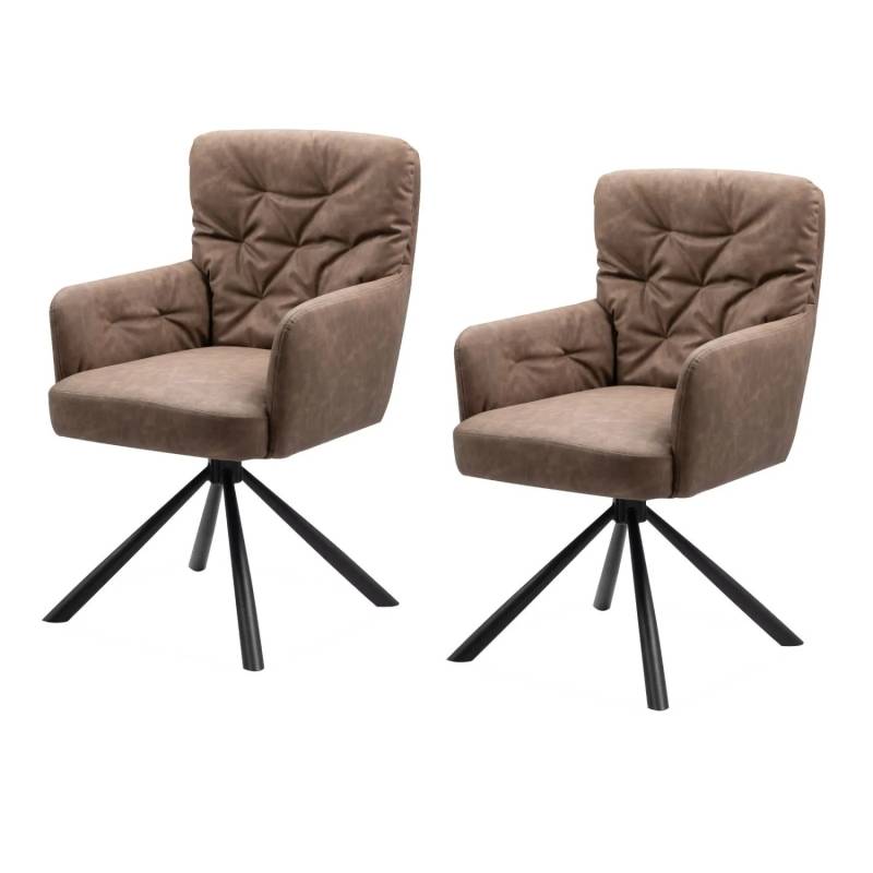 Furn.Design Stuhl-Set 2 Stück Braun Leder-Optik 180° Drehbar Milos Furn.Design Stuhl-Set 2 Stück Braun Leder-Optik 180° Drehbar Milos von Furn.Design