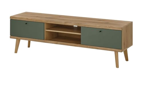 Furn.Design TV-Lowboard in Salbei und Evoke Eiche TV Unterteil skandinavisch 160 x 50 cm, Juna von Furn.Design