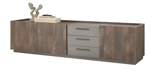 Furn.Design TV-Lowboard in Thermo Eiche und grau XL TV Unterteil mit Soft-Close 200 x 50 cm, Piano Furn.Design TV-Lowboard in Thermo Eiche und grau XL TV Unterteil mit Soft-Close 200 x 50 cm, Piano von Furn.Design