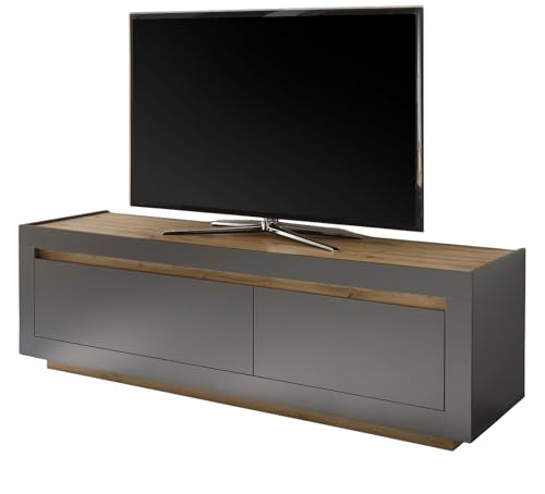 Furn.Design TV-Lowboard in anthrazit und Wotan Eiche TV Unterteil 180 x 56 cm, Rooky von Furn.Design