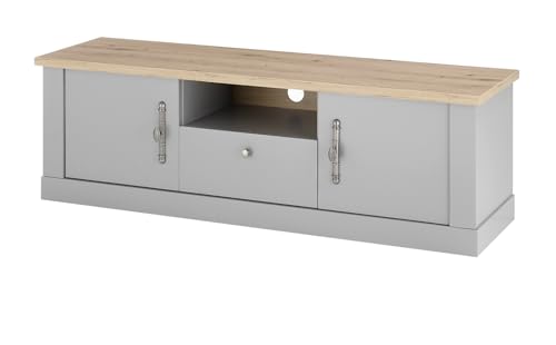 Furn.Design TV-Lowboard in grau und Artisan Eiche Landhaus TV Unterteil 155 x 48 cm, Rideau Furn.Design TV-Lowboard in grau und Artisan Eiche Landhaus TV Unterteil 155 x 48 cm, Rideau von Furn.Design