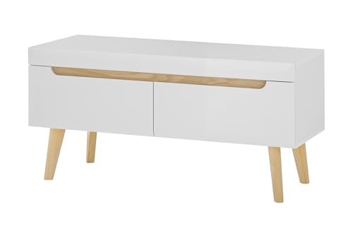 Furn.Design TV-Lowboard in weiß matt und Scandi Eiche TV Unterteil skandinavisch 107 x 50 cm, Isgard von Furn.Design