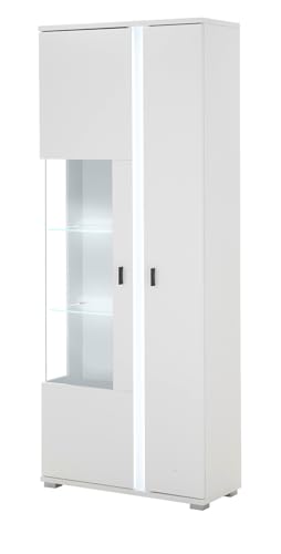 Furn.Design Vitrine in weiß matt Vitrinenschrank inklusive Frontbeleuchtung 80 x 200 cm, Bellport von Furn.Design