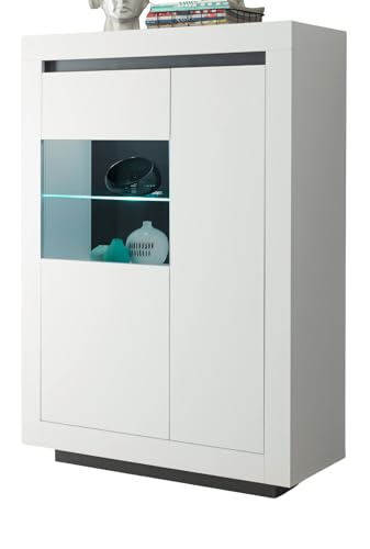 Furn.Design Vitrine in weiß und anthrazit, Wohnzimmer Esszimmer Highboard 96 x 136 cm, Rooky Furn.Design Vitrine in weiß und anthrazit, Wohnzimmer Esszimmer Highboard 96 x 136 cm, Rooky von Furn.Design