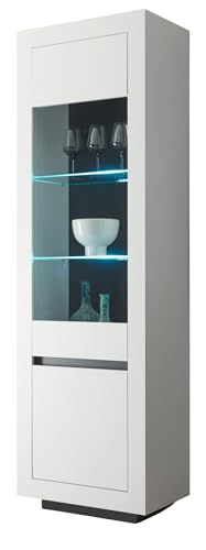Furn.Design Vitrine in weiß und anthrazit, Wohnzimmer/Esszimmer Vitrinenschrank 64 x 206 cm, Rooky von Furn.Design