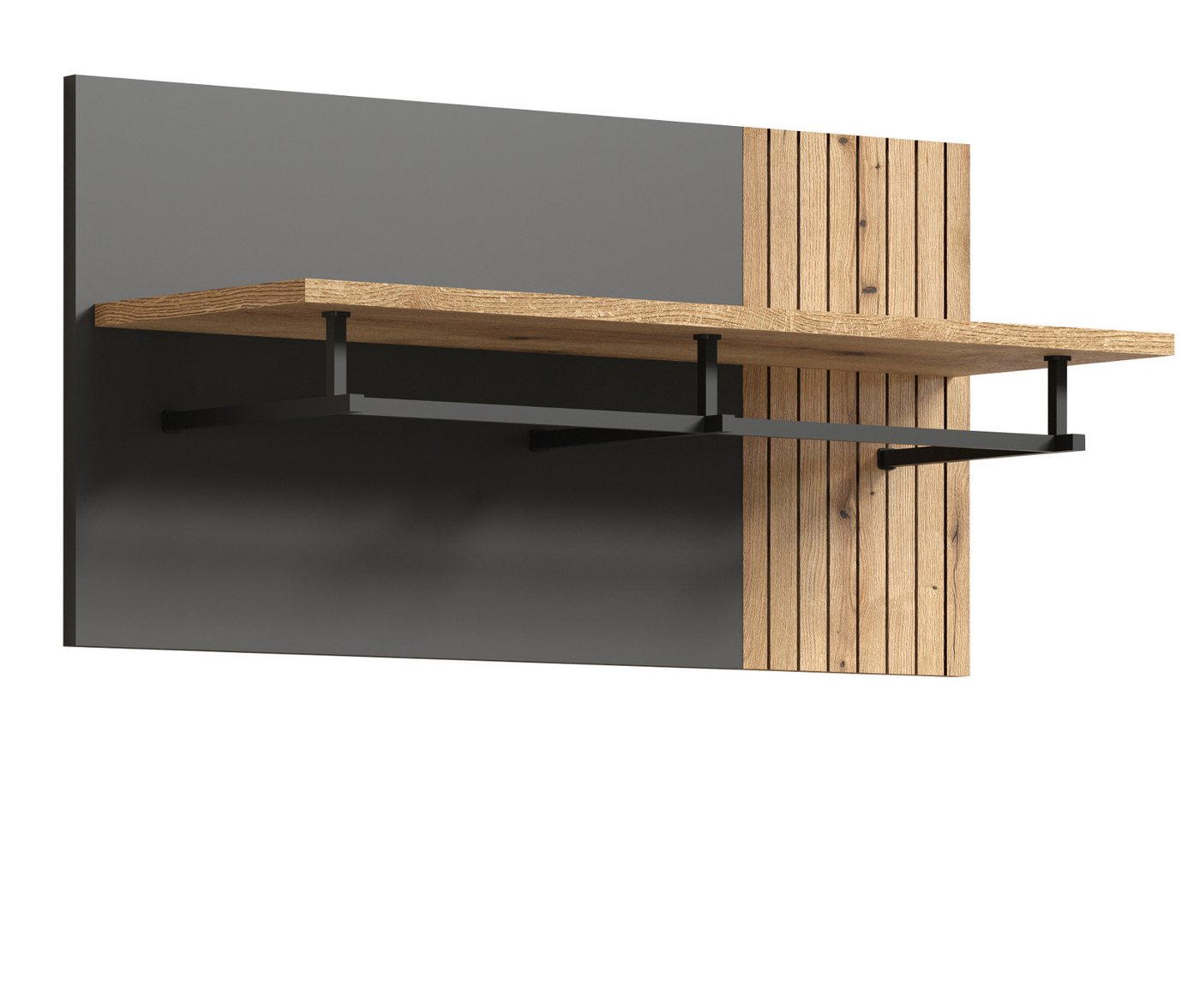 Furn.Design Wandgarderobe Avila (Garderobenpaneel in Anthrazit mit Evoke Eiche, 80 x 40 cm), mit Staboptik von Furn.Design