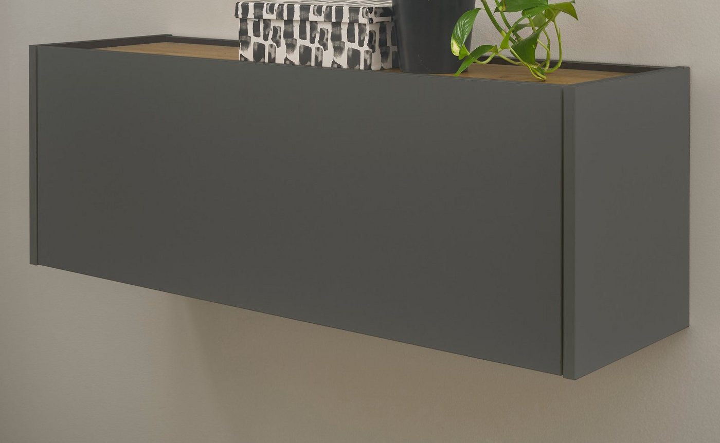 Furn.Design Wandhängeschrank Center, Lowboard in grau mit Wotan Eiche, 100 cm, mit Klappe von Furn.Design