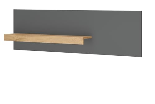Furn.Design Wandregal in Eiche Wotan Holz und grau matt Büroregal für Homeoffice und Büro Wandboard Hängeregal zum Aufhängen 140 cm Center (Regal 3) von Furn.Design