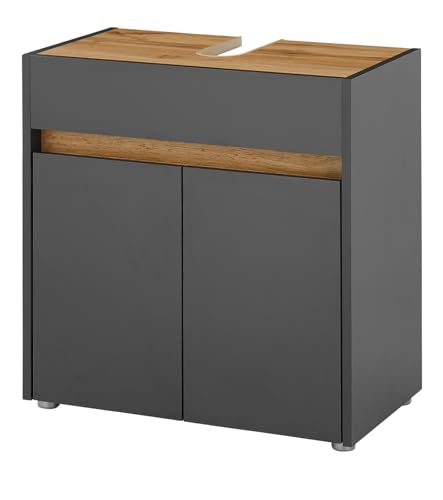 Furn.Design Waschbeckenunterschrank in grau matt und Wotan Eiche Badezimmer Unterschrank 60 cm, Center von Furn.Design