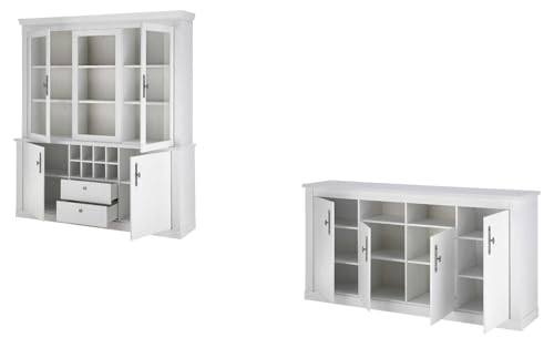 Furn.Design Wohn- und Esszimmer Set 2-teilig in weiß Pinie Landhaus, Soft-Close-Funktion, Fiastra von Furn.Design