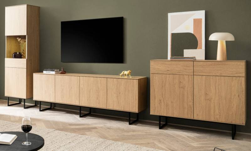 Furn.Design Wohnwand Breda, (Schrankwand in Stone Eiche Dekor, Set 3-teilig, 400 x 200 cm), mit Push-To-Open-Funktion von Furn.Design