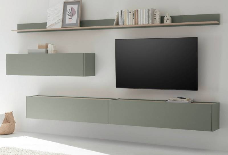 Furn.Design Wohnwand Center, (Set, 5-teilig, Salbei und Eiche), mit großem TV Lowboard von Furn.Design