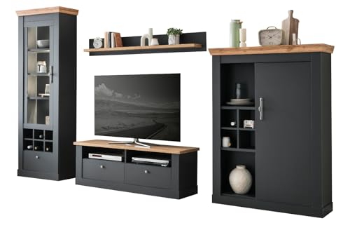 Furn.Design Wohnwand in grau und Wotan Eiche, Landhaus Wohnkombination 4-teilig 334 x 201 cm, Ribera Furn.Design Wohnwand in grau und Wotan Eiche, Landhaus Wohnkombination 4-teilig 334 x 201 cm, Ribera von Furn.Design