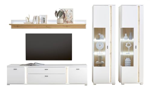 Furn.Design Wohnwand in weiß matt Wohnkombination inklusive Frontbeleuchtung 330 x 200, Bellport Furn.Design Wohnwand in weiß matt Wohnkombination inklusive Frontbeleuchtung 330 x 200, Bellport von Furn.Design