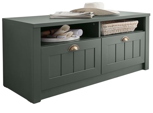 Garderobe Sitzbank in grün, Landhausstil Garderobenbank 110 x 47 cm, Forres von Furn.Design