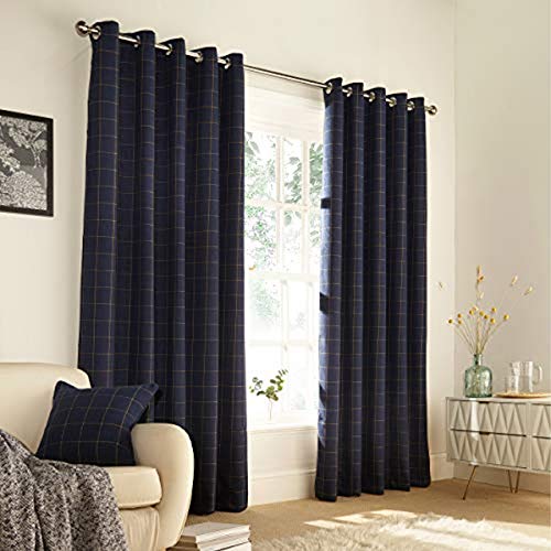 Furn Ellis 168X183 R/TOP CURT Navy, Polyester, Marine, 66x72 (168x183cm) von Furn