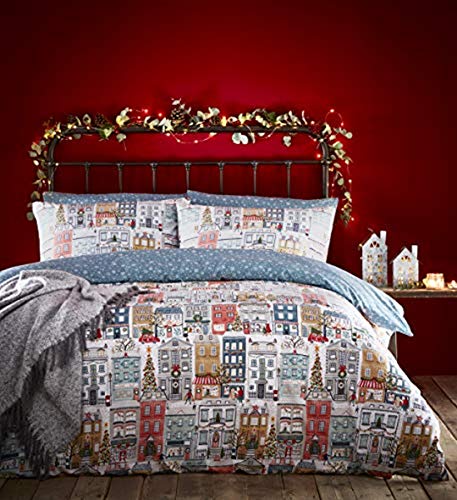 Furn Festive Town SB Duvet Set Mult, Baumwolle, Multi, Single von Furn