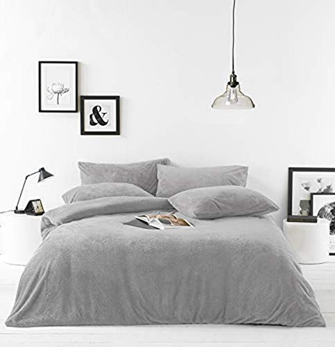 Furn Sherpa Bettbezug-Set - Polyester - Grau - Single Größe von Furn