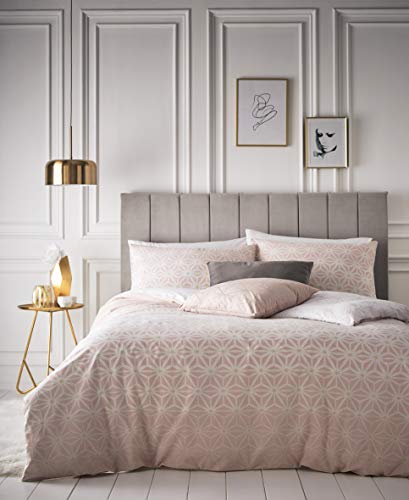 Furn TESSELLATE DB Duvet Set BLS/GLD, Baumwolle, Erröten Rosa/Gold, Double von furn.