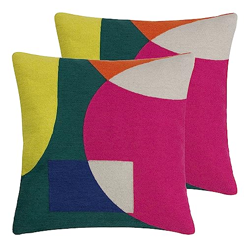 Furn. Anjo Kissen, Bestickt, Polyester, gefüllt, 45 x 45 cm, Grün/Mehrfarbig, 2 Stück von furn.