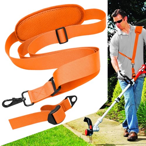 Furneet Trimmergurt für Unkrautfresser Schultergurt [Easy Release], kompatibel mit EGO/Greenworks Rasentrimmer und Laubbläser, schnell verstellbarer Trimmer Schultergurt, Orange von Furneet