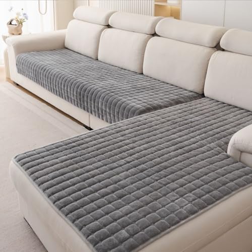 2 StüCk Weicher Flanell-Sofabezug, Premium Rutschfester Sofa üBerzug 1 2 3 4-Sitzer-Couch üBerzugfüR Sektionssofas, Waschbarer L-föRmiger Möbelbezug (Dunkelgrau, 90x160cm Und 90x210cm) von Furnestorica