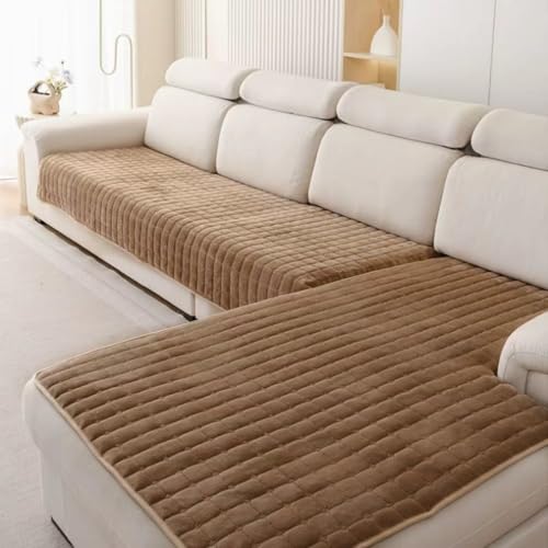2 StüCk Weicher Flanell-Sofabezug, Premium Rutschfester Sofa üBerzug 1 2 3 4-Sitzer-Couch üBerzugfüR Sektionssofas, Waschbarer L-föRmiger Möbelbezug (Kaffee, 90x160cm Und 90x210cm) von Furnestorica