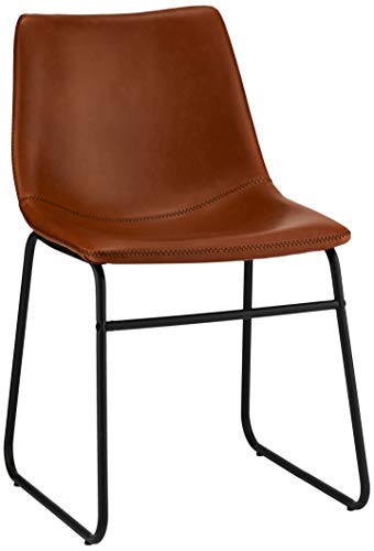 Ibbe Design 2er Set Cognac Braun Kunstleder Esszimmerstühle Vintage Lounge Industrial Küchenstühle Abel, Schwarz Metallgestell, 46x54x78 cm von Furnhouse