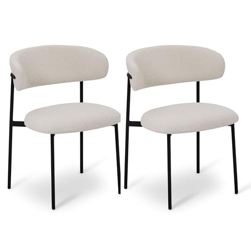Furnhouse Diana Esszimmerstühle 2er Set Weiß – Bouclé Stoff Creme, Modernes Skandinavisches Design, Schwarzes Metallgestell, Gepolstert, Schalenstuhl für Esszimmer & Küche Furnhouse Diana Esszimmerstühle 2er Set Weiß – Bouclé Stoff Creme, Modernes Skandinavisches Design, Schwarzes Metallgestell, Gepolstert, Schalenstuhl für Esszimmer & Küche von Furnhouse