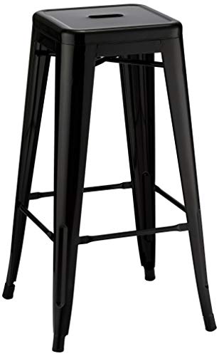 Furnhouse Ibbe Design 4er Set Schwarz Stahl Barstühle Vintage Industrial Metallstühle Küchenstühle Stapelbar Metall Stuhl Korona, Sitzhöhe 76 cm, 43x43x76 cm von Furnhouse