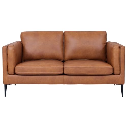 Furnhouse Ibbe Design Braun 2-Sitzer Sofa Valencia Echtlederbezug Taschenfederkern Polsterung Polstersofa für Wohnzimmer von Furnhouse