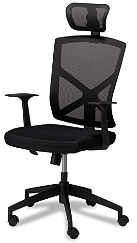 Ibbe Design Ergonomisch Schwarz Stoff Bürostuhl Nova mit Armlehne, Höhenverstellbar, Drehstuhl, Belastbar 150kg, L63xB65xH115 125 cm von Furnhouse