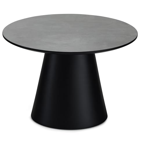 Furnhouse Tango Couchtisch Ø60 cm Dunkelgrau Marmoroptik – Skandinavisches Design, FSC®-Zertifiziert, Beistelltisch mit Mittelfuß, MDF & Melaminoberfläche, Modern & Minimalistisch für Wohnzimmer von Furnhouse