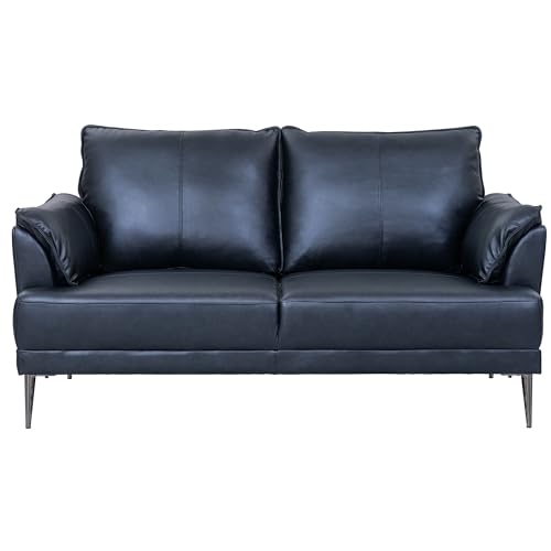 Furnhouse Ibbe Design Schwarz 2-Sitzer Sofa Soul Echtlederbezug Taschenfederkern Polsterung Polstersofa für Wohnzimmer von Furnhouse