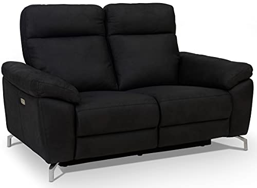 Ibbe Design Schwarz Stoff 2er Sitzer Relaxsofa Couch mit Elektrisch Verstellbar Relaxfunktion Heimkino Sofa Doha mit Fussteil, Federkern, 162x96x101 cm von Furnhouse