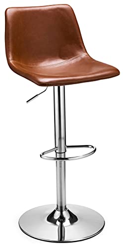 Ibbe Design 2er Set Cognac Braun Kunstleder Höhenverstellbar Barstühle 360° Drehbar Barhocker mit Lehne Aaron, 46x57x110 cm von Furnhouse