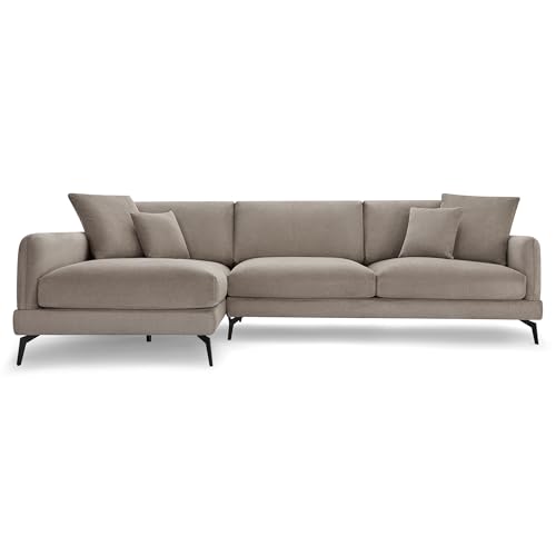 Ibbe Design Beige 3-Sitzer Ecksofa L Form Links Maggie Stoffbezug Taschenfederkern Polsterung Polstersofa für Wohnzimmer von Furnhouse