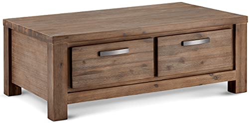 Ibbe Design Couchtisch Rechteckig Beistelltisch Natur Massiv Akazie Holz Braun Lackiert Tisch Alaska mit 2 Schubladen, L120x B75x H45 cm Ibbe Design Couchtisch Rechteckig Beistelltisch Natur Massiv Akazie Holz Braun Lackiert Tisch Alaska mit 2 Schubladen, L120x B75x H45 cm von Furnhouse
