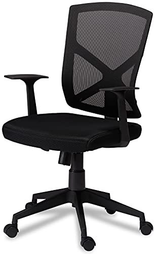 Ibbe Design Ergonomisch Schwarz Stoff Bürostuhl Basic mit Armlehne, Höhenverstellbar, Drehstuhl, Belastbar 150kg, L63xB65x H96 105 cm von Furnhouse