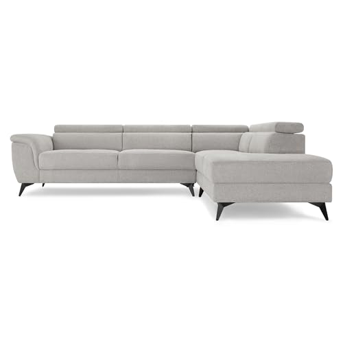 Ibbe Design Grau 5-Sitzer Ecksofa L Form Betis Rechts Stoffbezug Taschenfederkern Polsterung Polstersofa für Wohnzimmer von Furnhouse