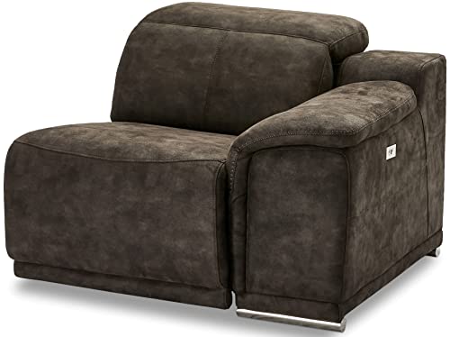 Ibbe Design Modul Sofa Braun Stoff 1 Sitzer mit Armlehne Rechts Elektrisch Verstellbar Relaxfunktion mit mit verstellbare Kopfstütze Alexa, 105x102x73 cm von Furnhouse