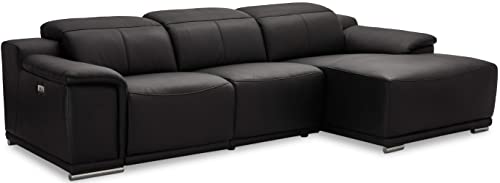 Ibbe Design Modul Sofa L Form Ecksofa Schwarz Leder Heimkino Couch Rechts Chaiselongue Alexa mit Elektrisch Verstellbar Relaxfunktion, 282x160x73 cm von Furnhouse