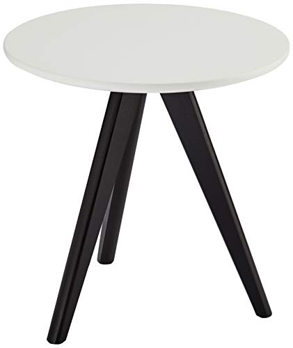 Ibbe Design Rund ø40 Schwarz Weiss Couchtisch Klein Modern Skandinavisch Retro Kaffeetisch Beistelltisch MDF Life, Schwarz Massiv Eiche Holz Beine, ø40x45 cm von Furnhouse