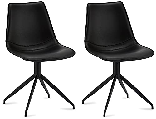 Isabel Esszimmerstühle 2er Set Schwarz – Drehstuhl, Kunstleder Schwarz, Skandinavisches Design, Metallgestell Schwarz, Modern & Gepolstert Isabel Esszimmerstühle 2er Set Schwarz – Drehstuhl, Kunstleder Schwarz, Skandinavisches Design, Metallgestell Schwarz, Modern & Gepolstert von Furnhouse