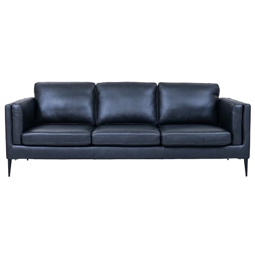 Valencia 3-Sitzer Ledersofa Schwarz – Hochwertiges Echtleder Sofa – Skandinavisches Design, Taschenfederkern, Metallfüße, Abnehmbares Sitzkissen, Modern & Elegant für Wohnzimmer Valencia 3-Sitzer Ledersofa Schwarz – Hochwertiges Echtleder Sofa – Skandinavisches Design, Taschenfederkern, Metallfüße, Abnehmbares Sitzkissen, Modern & Elegant für Wohnzimmer von Furnhouse