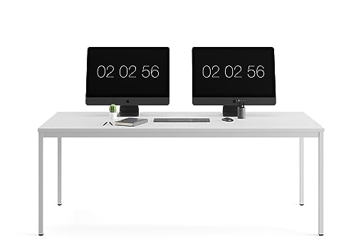 furni24 Schreibtisch-Stahl 140x70x75cm, Grau, TÜV/GS-Einfache Montage, Arbeitstisch, Bürotisch, Küchentisch, Esstisch, Druckertisch Büro-Möbel Arbeitszimmer Computertisch Gaming-Tisch Mehrzwecktisch von furni24