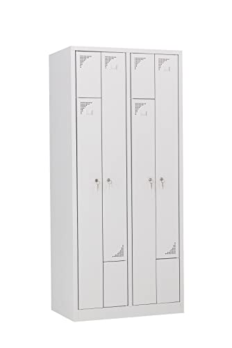 furni24 SDZ1077322gr Garderobenschrank, Stahl, Grau RAL 7035, 180 cm x 80 cm x 50 cm von furni24