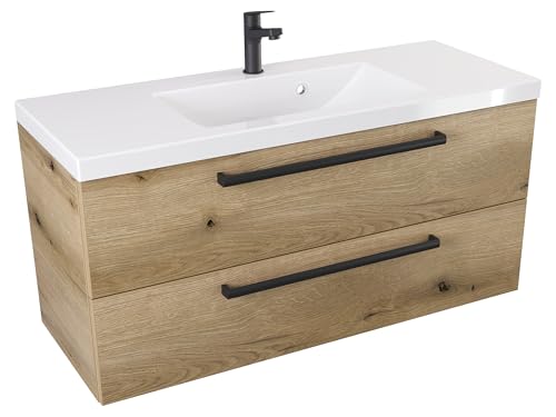Furni Loft-Waschbeckenunterschrank 100 ATH DC MAT - Mattes Holz - Schwarzer Mattgriff von Furni