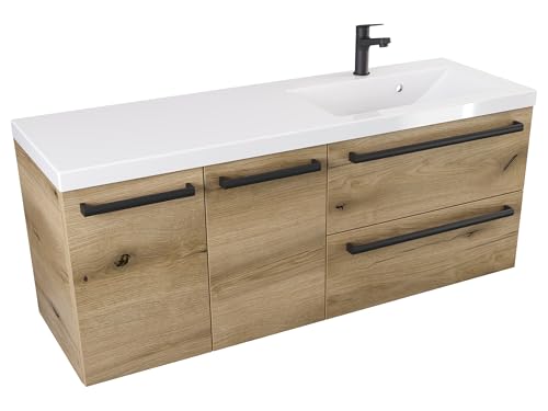 Furni Loft-Waschbeckenunterschrank 120 D 2SZ P ATH DC - glänzendes Holz - Schwarzer Mattgriff Furni Loft-Waschbeckenunterschrank 120 D 2SZ P ATH DC - glänzendes Holz - Schwarzer Mattgriff von Furni